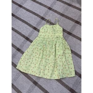 Laura Ashley Toddler Girls Dress 4T Green Floral Easter Corduroy Strapless
